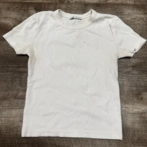 Zara Women's White Short Sleeve Tee